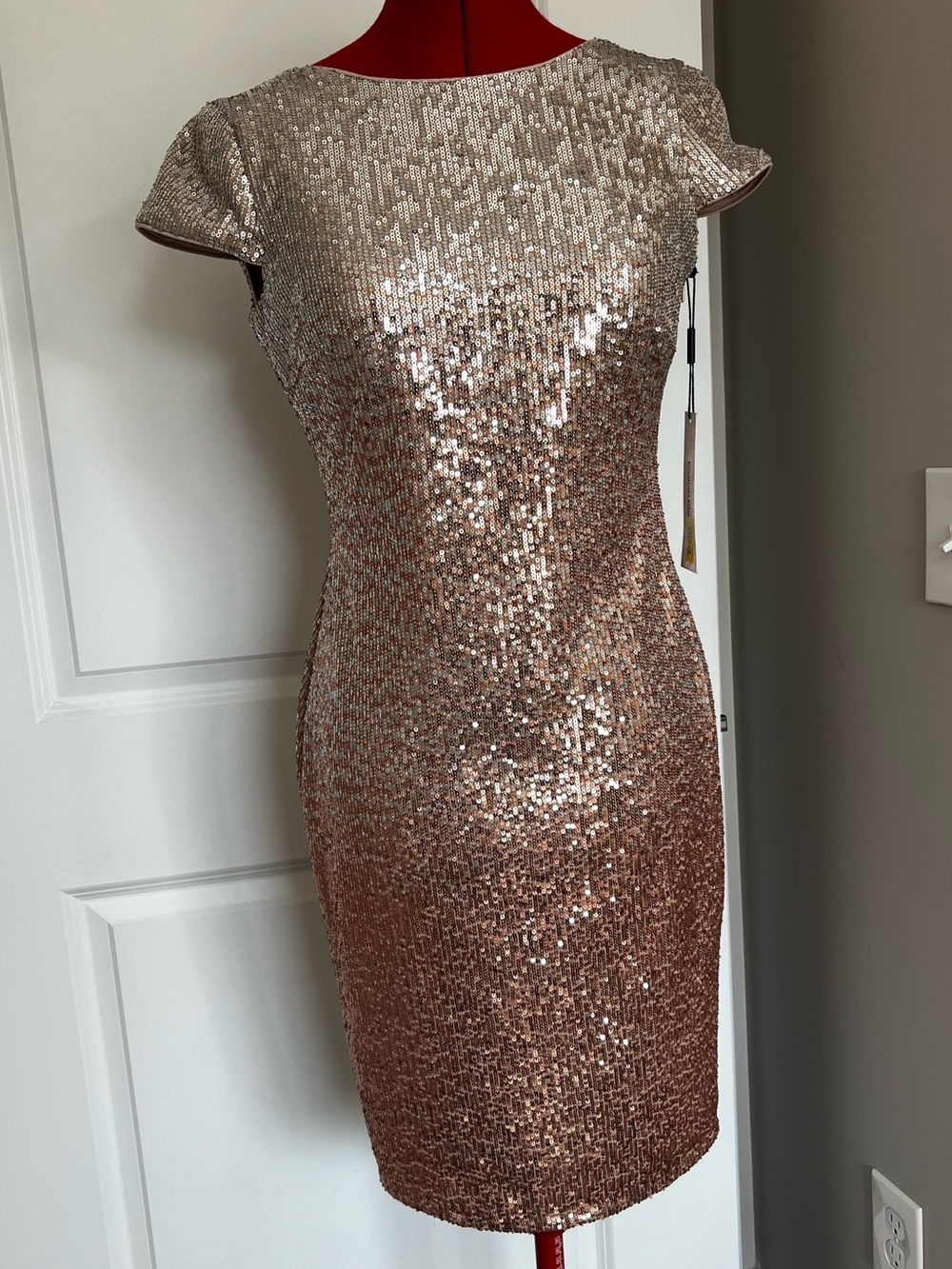 Calvin Klein Rose Gold Sequin Mini Dress